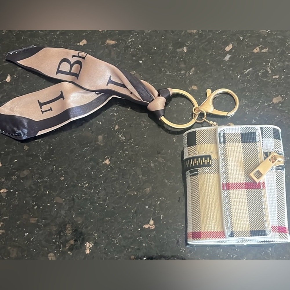 NWT Plaid Zip Pouch Bag Charm / Keychain